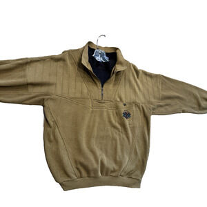 Vintage 80s 90s Skater Grunge Sweatshirt Men Large Tan‎ twofer bomber style